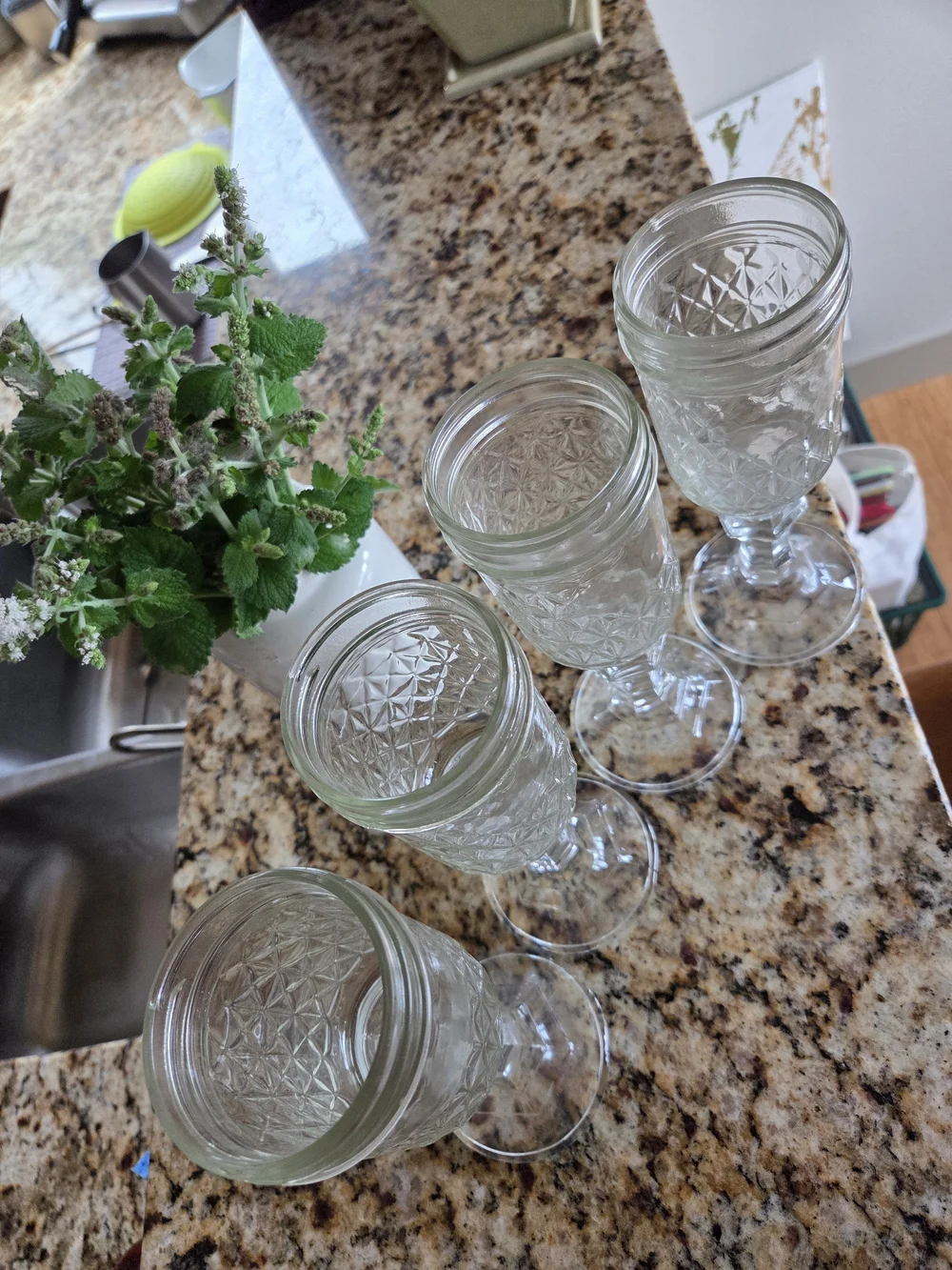 Vintage-Style Clear Glass Goblet Set - 4-Pack